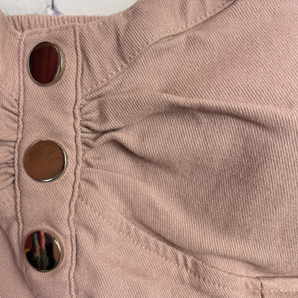 Haute Monde Denim Knit Dusty Mauve Rose Bra Halter Crop Smocked Bustier. Large - Picture 2 of 6